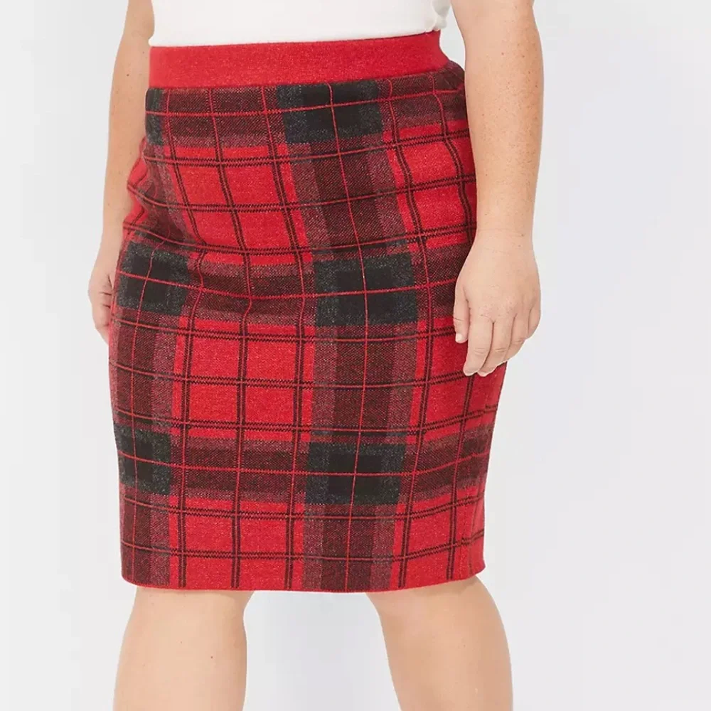 Lane Bryant Plus Plaid Sweater Skirt